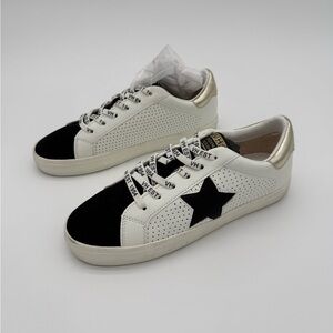 Vintage Havana White and Black Star Sneakers with Gold Accents